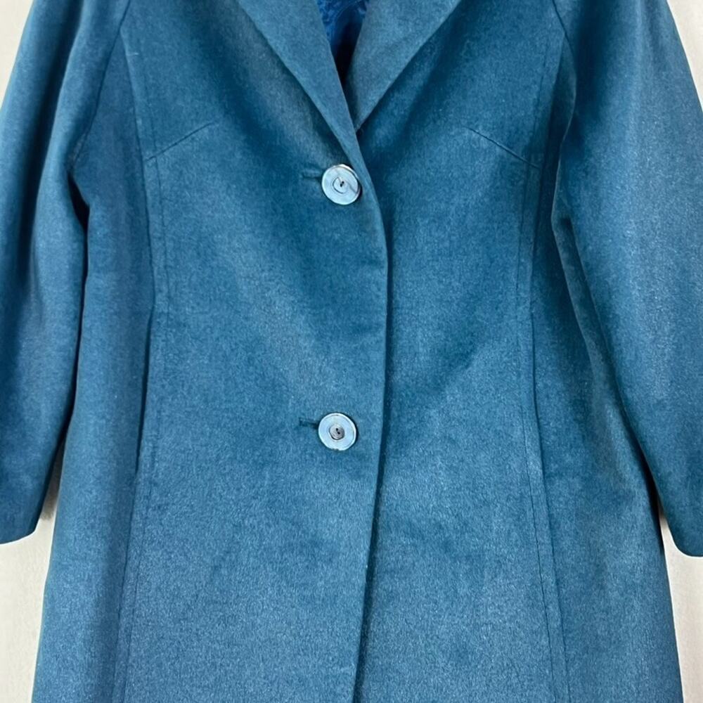 May Lai Co Overcoat Womens S-M Blue Wool Single Breasted Two Button Notch Lapel - Picture 5 of 16